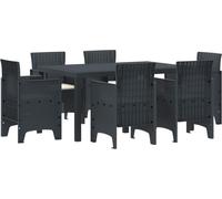 Mobilier de jardin exclusif - Ensemble de table et chaises pour 7 personnes, anthracite, rotin tressé