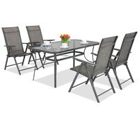 Mobilier de jardin métallique Modena/Rosario anthracite 4 places Garden Point, anthracite