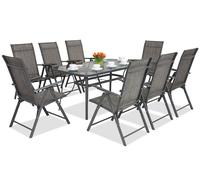 Mobilier de jardin métallique Modena/Rosario anthracite 8 places Garden Point, anthracite