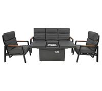 Mobilier de jardin pour 5 personnes avec foyer et possibilité de se transformer en transat