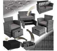Salon de jardin Modena 3+2+1 avec housse de protection - gris