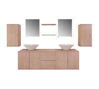 Mobilier de salle de bain avec lavabo 9 pcs Beige