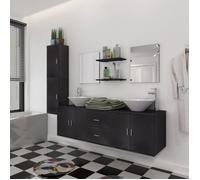 Mobilier de salle de bain - vidaXL - 9 pcs - Noir - Lavabo double