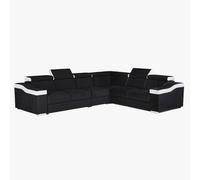 Mobilier-Deco Lucky - Canapé d'angle Convertible réversible en Tissu Noir et Simili Blanc