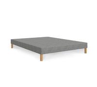 Mobilier-Deco Spring - Sommier tapissier 160x200 Tissu Gris piètement en Bois