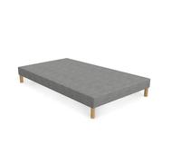 Mobilier-Deco Spring - Sommier tapissier 90 * 190 Tissu Gris piètement en Bois