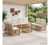 Mobilier d'extérieur exclusif - Ensemble de canapé comprenant 9 pièces. Fabriqué en polyester de couleur naturelle et blanc crème