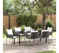 Mobilier d'extérieur exclusif - Ensemble de table et chaises de jardin pour 7 personnes, en résine tressée marron et noir