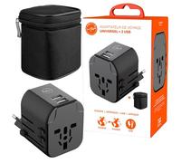 Mobility Lab Adaptateur de Voyage Universel avec 2 Ports USB - Recharge Rapide 12W - Compatible avec Plus de 200 Pays - Chargement Simultané de 3 Appareils - Prises EU/UK/USA/AUS - Sécurité Surtension