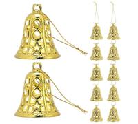 MOBUTOFU 12 Pièces Cloche de Noël Dorée à Suspendre, Plastique,