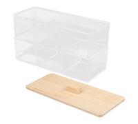 MOBUTOFU 1ensemble Boîte de Rangement Transparente pour Coton et Accessoires Organisateur Acrylique à Compartiments avec Couvercle Bambou Multifonction pour Salle de Bain et Dressing
