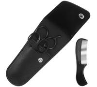 MOBUTOFU 1ensemble Coffret Barber Homme Ciseaux à Moustache et Barbe Acier Inoxydable Kit avec Peigne et Pochette de Rangement Accessoire Barbe Précis pour Coupe Maison et Salon
