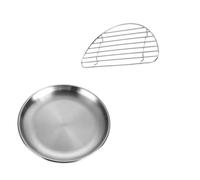 MOBUTOFU 2 Pièces Assiette Ronde en Acier Inoxydable Grille Égouttoir | Séparation Graisse, Surface Lisse Polie, Présentation de Steaks et Collations, Service à Table ou Fête Gourmande