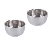 MOBUTOFU 2 Pièces Gobelet Épais en Acier Inoxydable à Double Paroi, Argenté | Paroi Isolante, Base Plate Stable, Bord Lisse Poli, pour Condiments, Soda, Restaurants et Barbecue