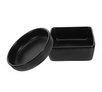 MOBUTOFU 2 Pièces Lot de Petits Bols à Tremper en Céramique Noire, Ronds