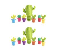 MOBUTOFU 2ensemble Set de Bouchons Silicone Vin Forme de Cactus Accessoires Bar Réutilisables Étanches Outils de Conservation pour Bouteilles Marqueurs de Verres Colorés Couleur Aléatoire