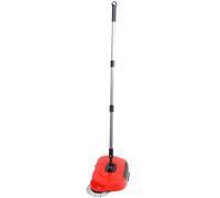 MOBUTOFU Balayeuse Manuelle Multifonction Rouge Brosse Circulaire Rotative 360°, Poignée Réglable en Acier Inoxydable, Ramasse-poussière Intégré pour Nettoyage Sols Durs et Tapis