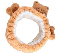 MOBUTOFU Bandeau de Spa en Peluche Marron D'ours pour Femmes, Doux, Confortable et Facile à Nettoyer, Lavage du Visage et L'application de Masque