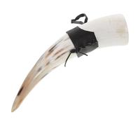 MOBUTOFU Corne à Boire Grande Capacité en Corne de Bœuf et Cuir Artificiel, Forme de Corne de Bœuf, Décoration Vintage pour Vin, Style Rustique Couleur Aléatoire