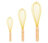 MOBUTOFU Crème Portable en Silicone et Bois, Batteur à Œufs pour Mélanger Pâte, Lot de 3 Pièces, Accessoire Pratique Cuisine et Pâtisserie Réutilisable