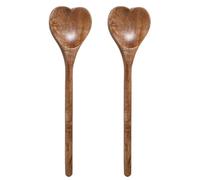 MOBUTOFU Cuillères forme de cœur en bois acacia 2 pièces accessoire cuisine multifonction pour mélanger et miel
