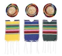 MOBUTOFU Housses de Bouteilles Mexicaines Set de 6 Pièces Décoration Festive en Coton et Chapeaux Miniatures et Foulards Colorés pour Bouteilles de Bière et Soda pour Fêtes