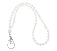 MOBUTOFU Lanière Blanche Élégante avec Perles pour Badge D'identification, Porte-cartes Étanche en Abs Léger, Confortable à Porter, pour Enseignants en Milieu Scolaire