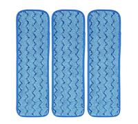 MOBUTOFU Lingettes de Nettoyage Lavables en Bleue Lot de 3 Fixation Sécurisée pour Balai à Franges pour Sols Secs ou Humides