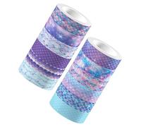 MOBUTOFU Lot de 12 Rouleaux de Ruban Adhésif Washi Sirène Dégradé Irisé, Facile à Coller Résidu, pour Scrapbooking DIY et Décoration D'anniversaires
