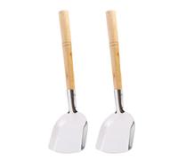 MOBUTOFU Lot de 2 Spatules pour Wok en Bois et Fer, Légères et Portables, Ustensiles Cuisine Traditionnels Adaptés la Friture Restaurants