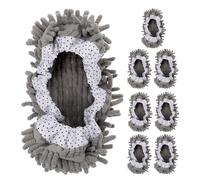MOBUTOFU Lot de 8 Chaussettes de Nettoyage pour Sol en Chenille Grise, Lavables en Machine et Réutilisables, Maison Cuisine