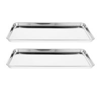 MOBUTOFU Plaque de cuisson en Acier Inoxydable 30 x 20 cm Lot de 2 pour Tartes et Biscuits Adaptée pour Cuisine et Restaurant