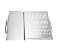MOBUTOFU Plaque de Cuisson en Acier Inoxydable Carré Double Poignée, Design Deux-en-un Barbecue et Planche à Découper, Facile à Transporter et Résistante aux Chocs