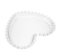 MOBUTOFU Plateau De Service Verre En Forme De Cœur 6.89X5.91X0.79 Pouces Pour Bonbons Et Fruits Secs Assiettes Plateaux De Collations Pour