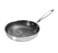 MOBUTOFU Poêle à Œufs en Acier Inoxydable 28 Cm Fond Plat, Petite Poêle à Frire Multifonction pour Camping et Randonnée, pour Steaks et Œufs Plat