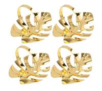 MOBUTOFU Rond de Serviette de Table en Métal Vert, Lot de 4pcs Décoration Tropicale Monstera, Accessoire Serviette de Table Élégant pour Sandales Femme Fête à Domicile