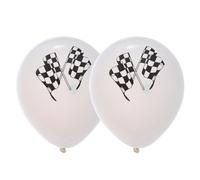 MOBUTOFU Set de 15 Ballons en Latex à Confettis Noirs et Blancs Drapeau de Course, Décor Élégant et Polyvalent pour Fête et Cérémonie