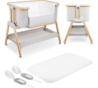 Moby-System, lit rabattable 3-en-1 Dreemy, pour enfants jusqu'à 9 kg, avec 7 niveaux de réglage de la hauteur, 4 roulettes, une barrière amovible et une étagère sous le lit