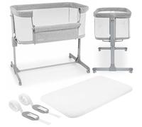 Moby-System Luna Lit Parapluie Bébé avec Matelas 3 en 1 - Lit Cododo Bebe jusqu'à 9 kg (0-6 Mois), Hauteur Réglable 7 Niveaux, Compatible avec Plusieurs Lits