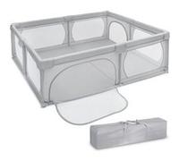 Moby-System Parc Bébé Pliable 200 x 160 X 68, base antidérapante, grille de protection, matériau imperméable, sac transport, gris Gris G