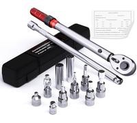 MOCINE ynamométrique 3/8", 5-60 Nm, Avec Adaptateur 3/8" vers 1/2" et 1/4", Tige d'Extension de 250 mm, Douille de Bougie d'Allumage, Tête à Cliquet, Vélo & Bougies d'Allumage Set de 13 Pièces.