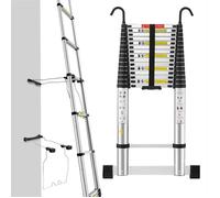 MOCOERL Échelle télescopique 6,2 m - Aluminium 1,5 mm, stabilisateur, marches escamotables, charge 150 kg