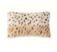 MOCOFO Housse de Coussin Décorative en Fausse Fourrure de Renard Doré Imprimé Léopard - Lavable en Machine 30x50cm, Polyester, Fermeture Éclair, Tissu pour Canapé