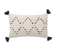 MOCOFO Housse de Coussin tissée à Franges Style bohème -Blanc/Gris,Coton, Wave 30x50cm