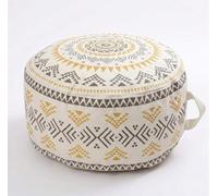 MOCOFO Housse de Pouf Ronde Non rembourrée Style bohème géométrique coloré avec poignée, Repose-Pieds de décoration pour Salon, Chambre à Coucher, Patio ((Jaune, 45 x 45 x 20 cm)