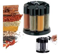 Mocoli Organisateur à éPices Rotatif à 360° Avec 8 Pots à Carrousel à éPices Portable Noir Transparent PréSentoir à éPice Autoportant 15,8x16,7 Cm