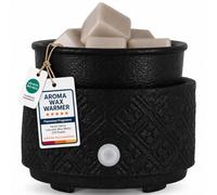 mocosa Brûleur de Cire pour Cire parfumée, Chauffe-Cire 3 en 1 en céramique, huiles de Bougie, brûleur de Cire parfumé d'intérieur, Chauffe-Bougie électrique comme Cadeau pour Maman et Femme (Noir)