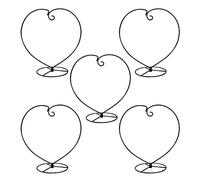 MOCOUM Présentoir de décoration en forme de boule de fer pour plantes suspendues, support de terrarium à suspendre pour Noël, mariage, décoration de bureau (5 pièces en forme de cœur noir)
