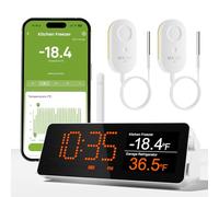 MOCREO Thermomètre à distance WiFi, alarme de congélateur de 0,3 km de long, avec sonde étanche IP67, alerte par e-mail par application, avec concentrateur de moniteur numérique, 2 capteurs de