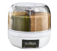 Mocturnity Distributeur de céréales rotatif à 360° Boîte de stockage de grains Pot scellé transparent riz circulaire de cuisine